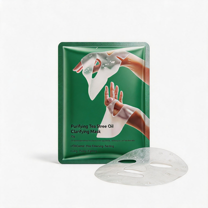 Masque clarifiant en tissu à l’huile essentielle d’arbre à thé purifiante
