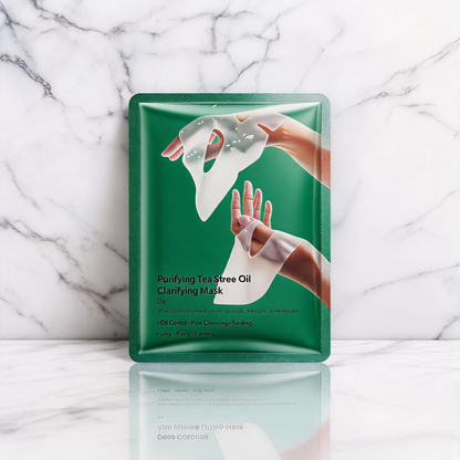 Masque clarifiant en tissu à l’huile essentielle d’arbre à thé purifiante